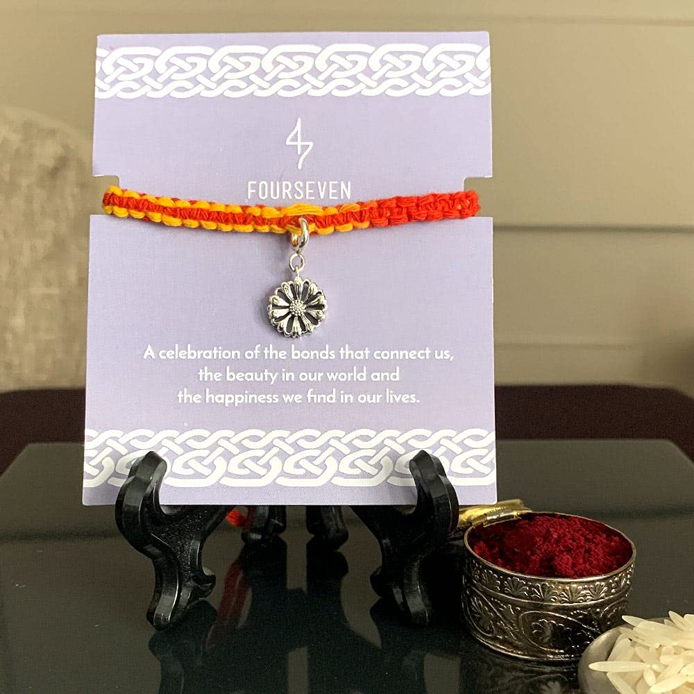 Daisy Silver Charm Moli Rakhi Bracelet