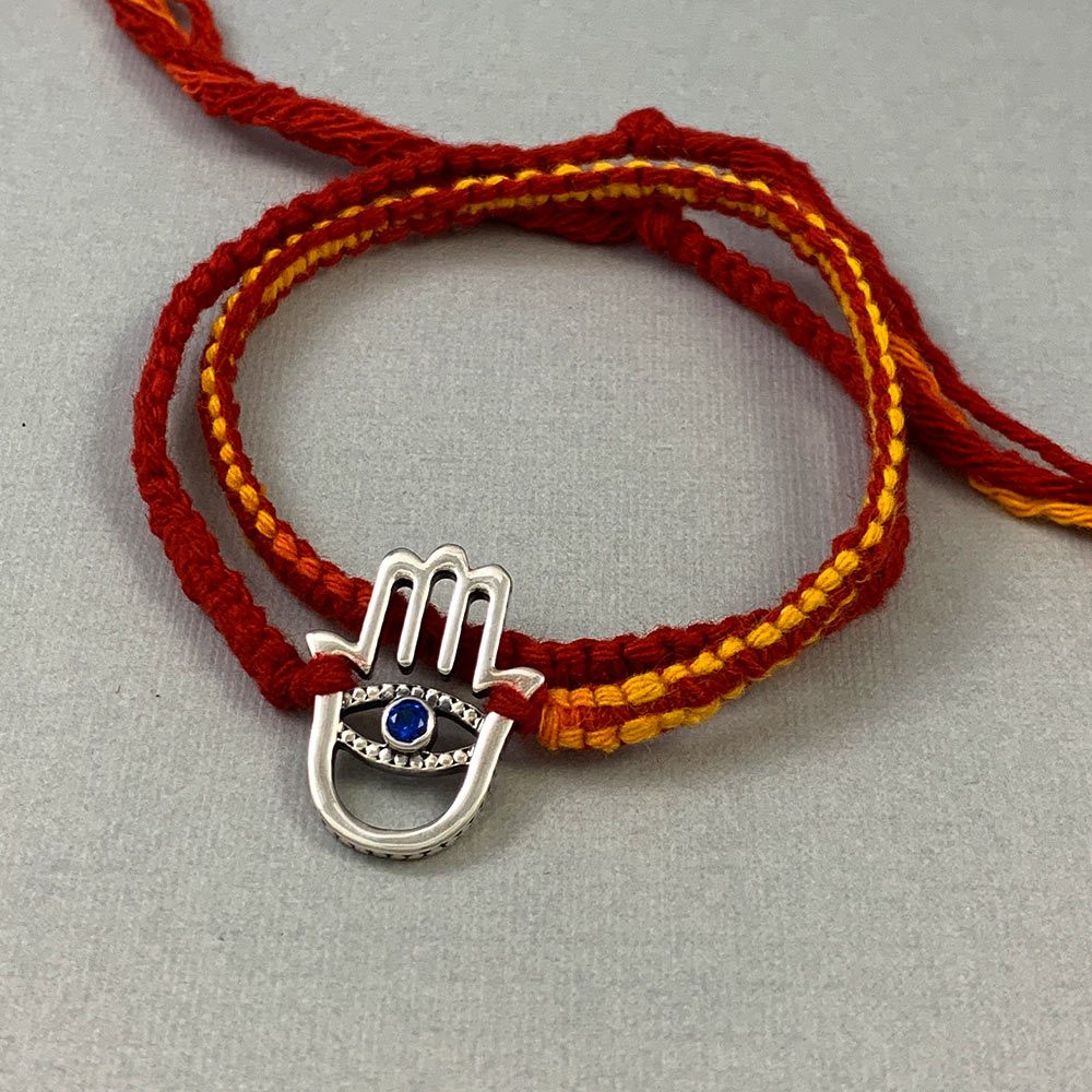 Evil Eye Hamsa Silver Floating Pendant Moli Rakhi Bracelet