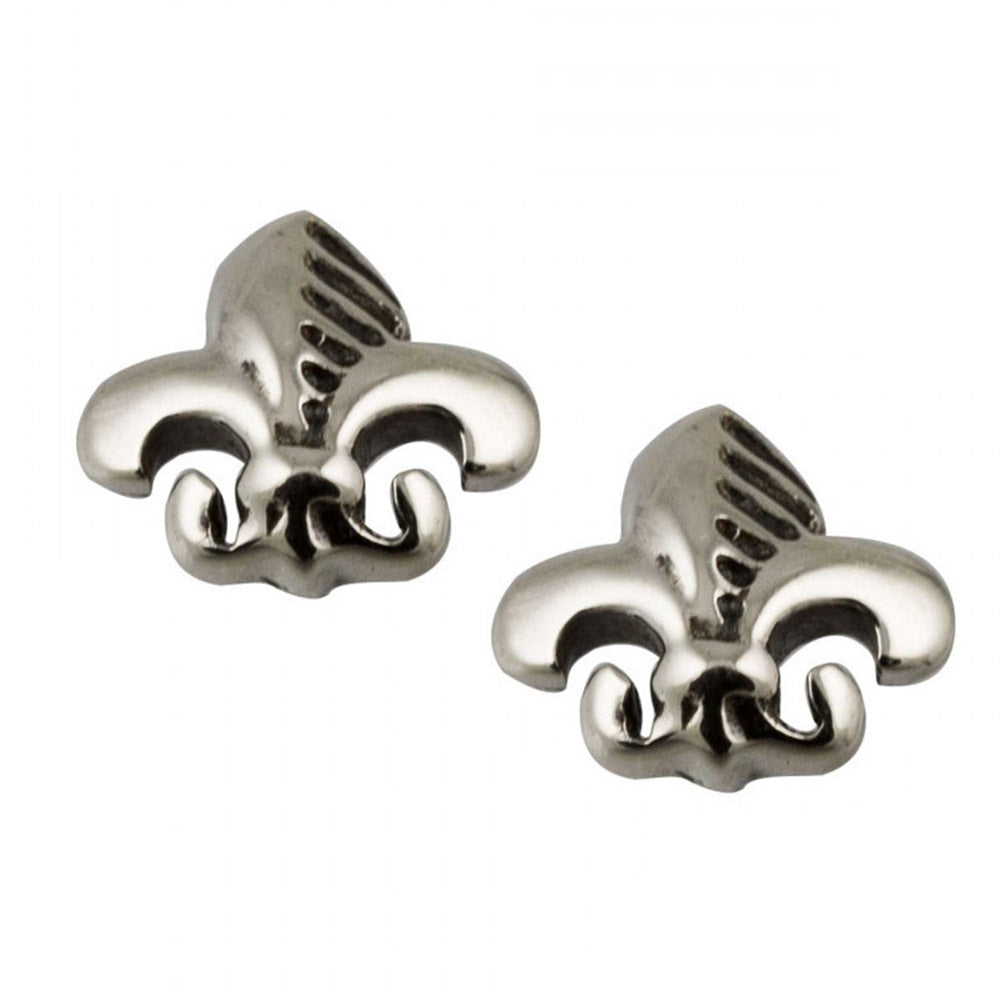 Fleur De Lis Silver Stud Earrings