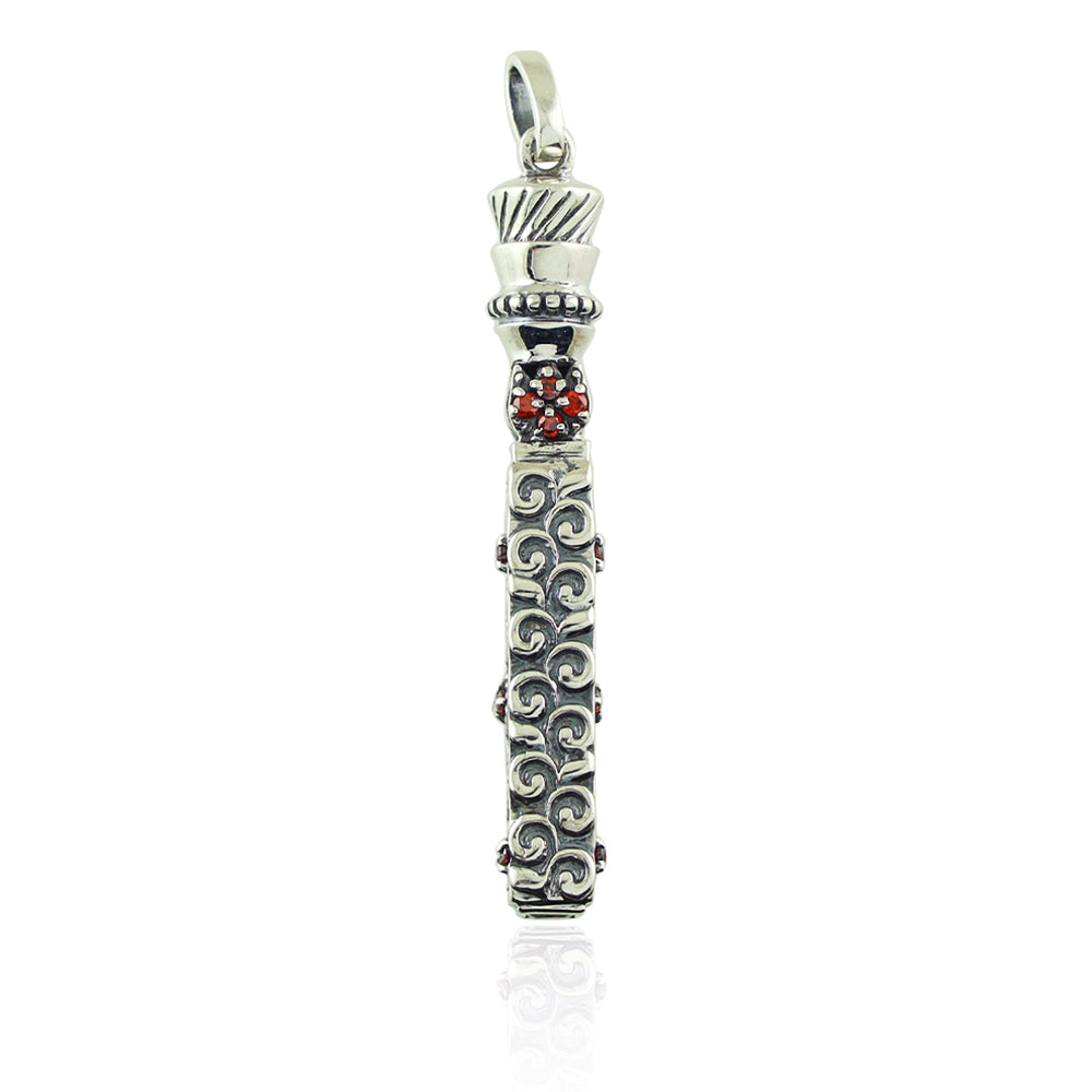 Ancient Wisdom Silver Pillar Pendant