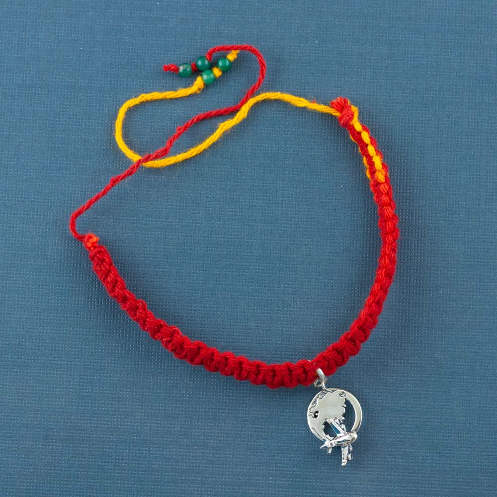 Around the World Silver Charm Moli Rakhi Bracelet