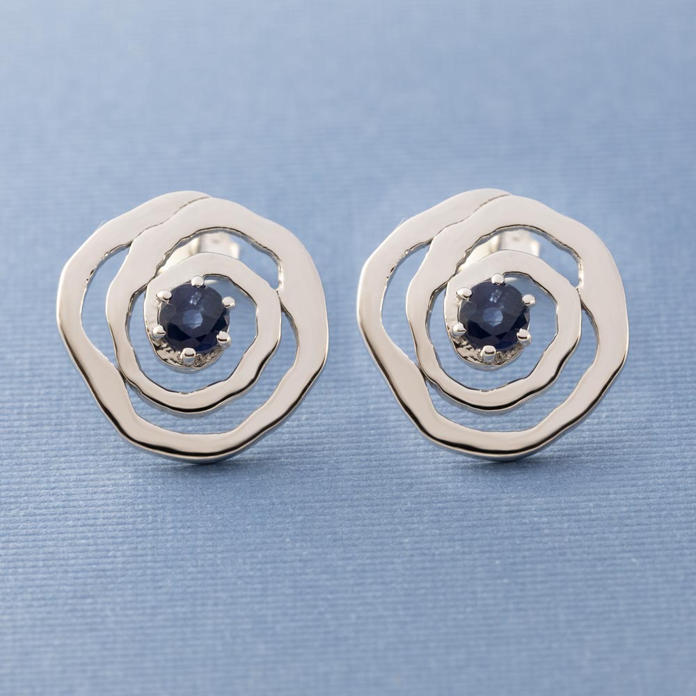 Natural Rhythm Gemstone Silver Earrings in Blue Sapphire