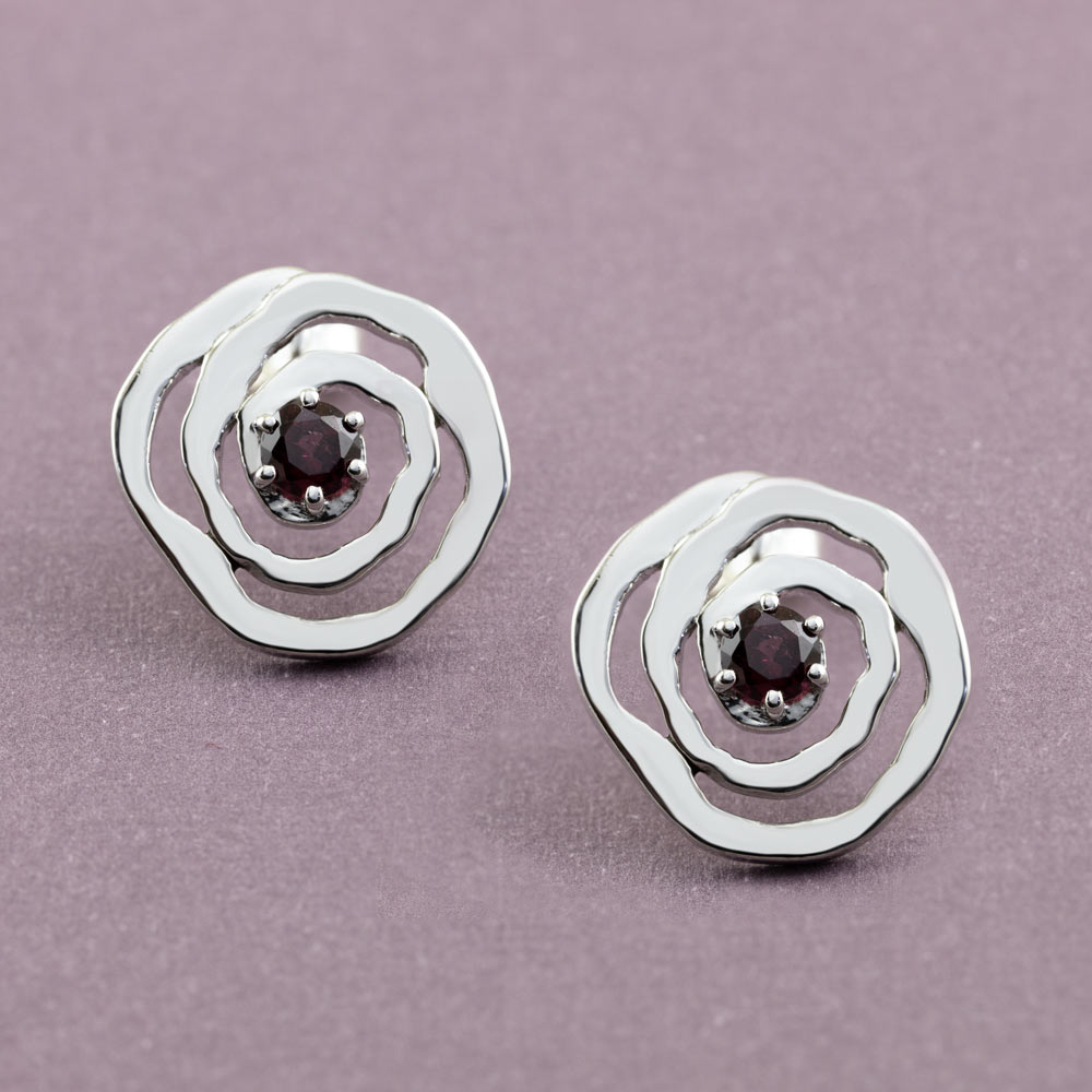 Natural Rhythm Gemstone Silver Earrings in Garnet