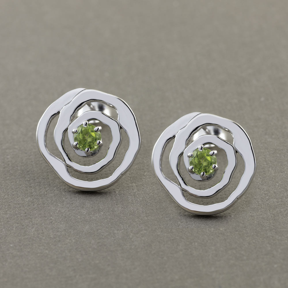 Natural Rhythm Gemstone Silver Earrings in Peridot