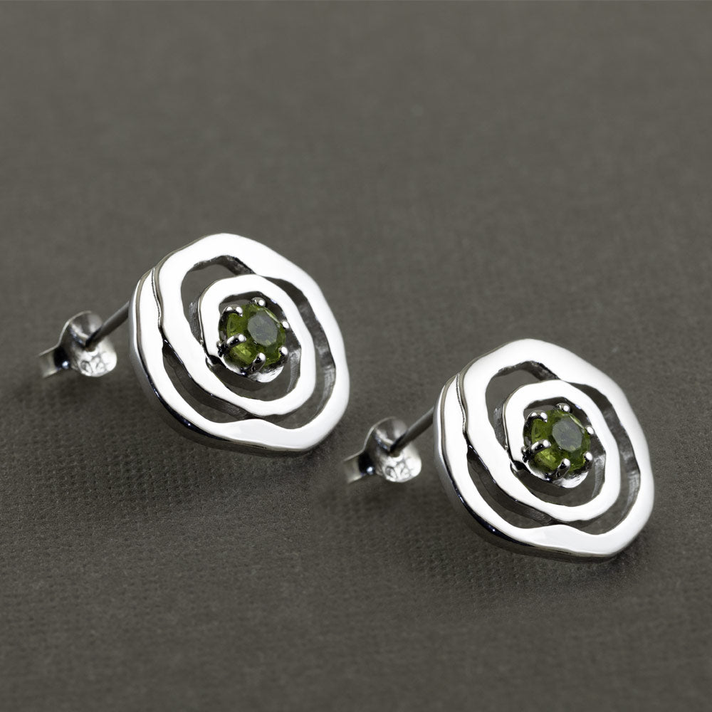 Natural Rhythm Gemstone Silver Earrings in Peridot