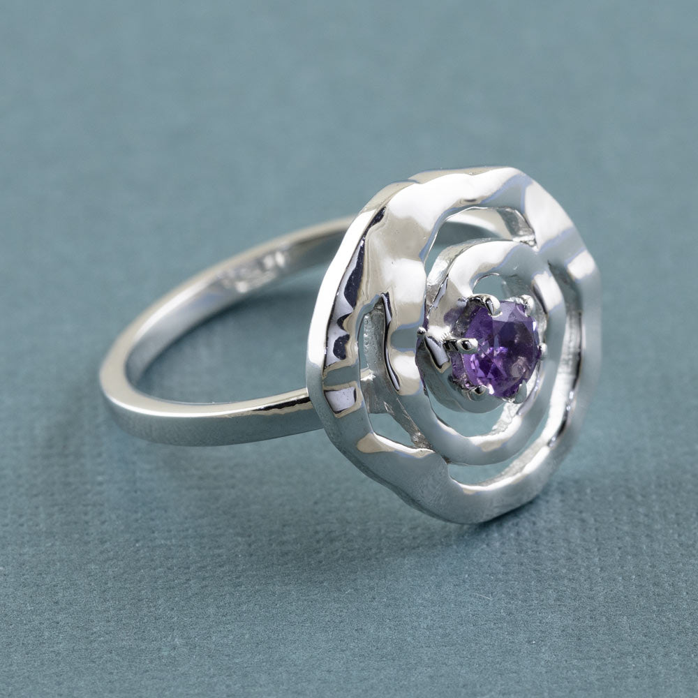 Natural Rhythm Gemstone Silver Ring in Amethyst-14