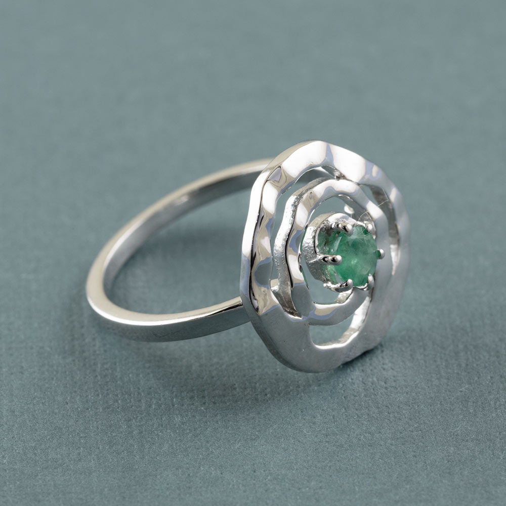 Natural Rhythm Gemstone Silver Ring in Emerald-14