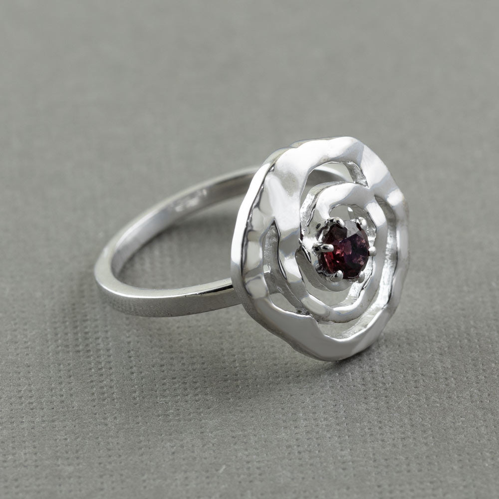 Natural Rhythm Gemstone Silver Ring in Garnet-14