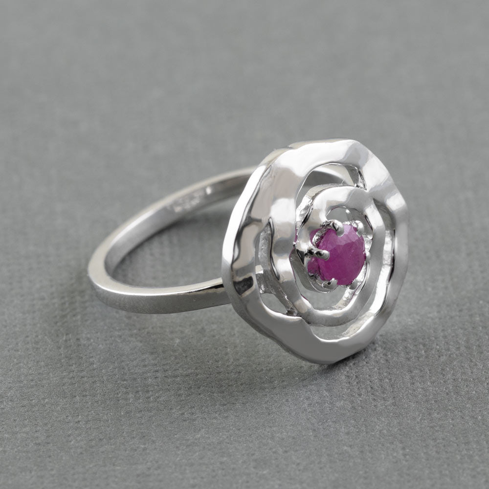 Natural Rhythm Gemstone Silver Ring in Ruby-14