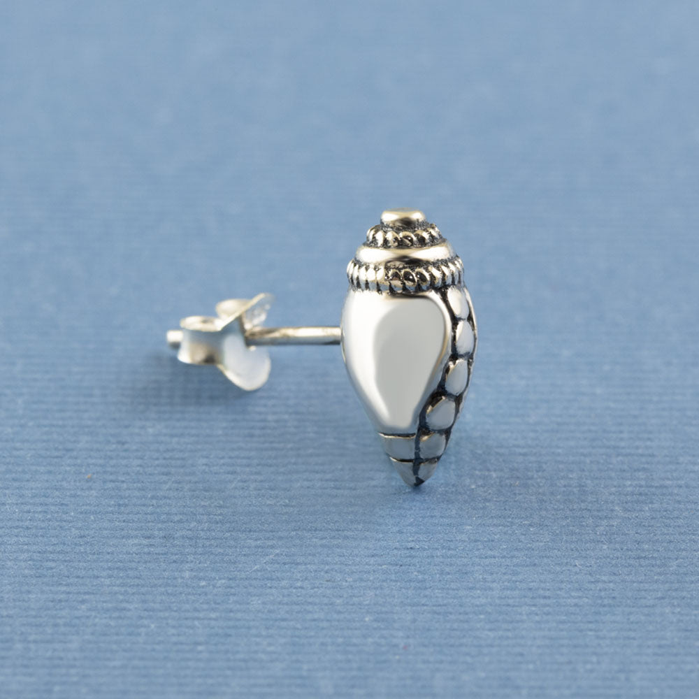 Sacred Shankh Silver Stud