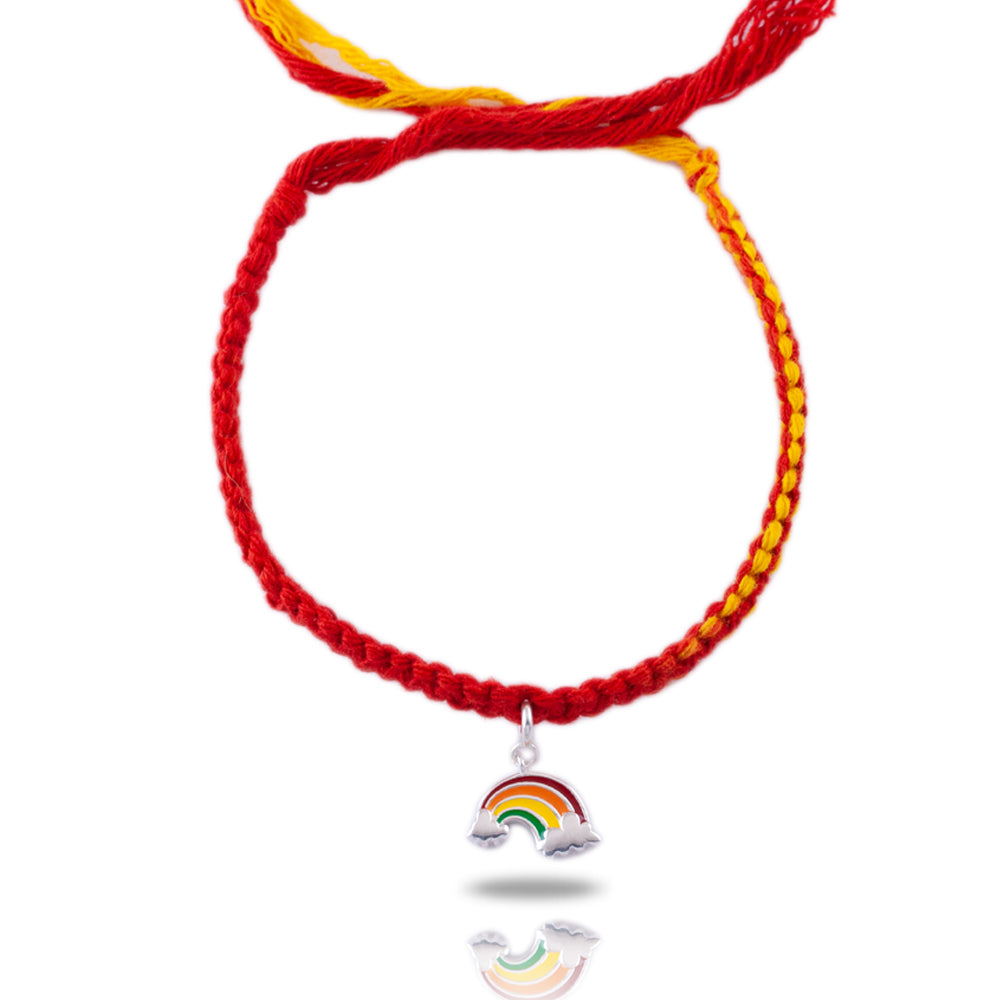 Somewhere Over the Rainbow Silver Charm Moli Rakhi Bracelet