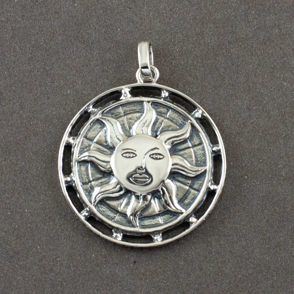 Sun Talisman Personalisable Silver Pendant with Silver Eternity Chain MEDIUM