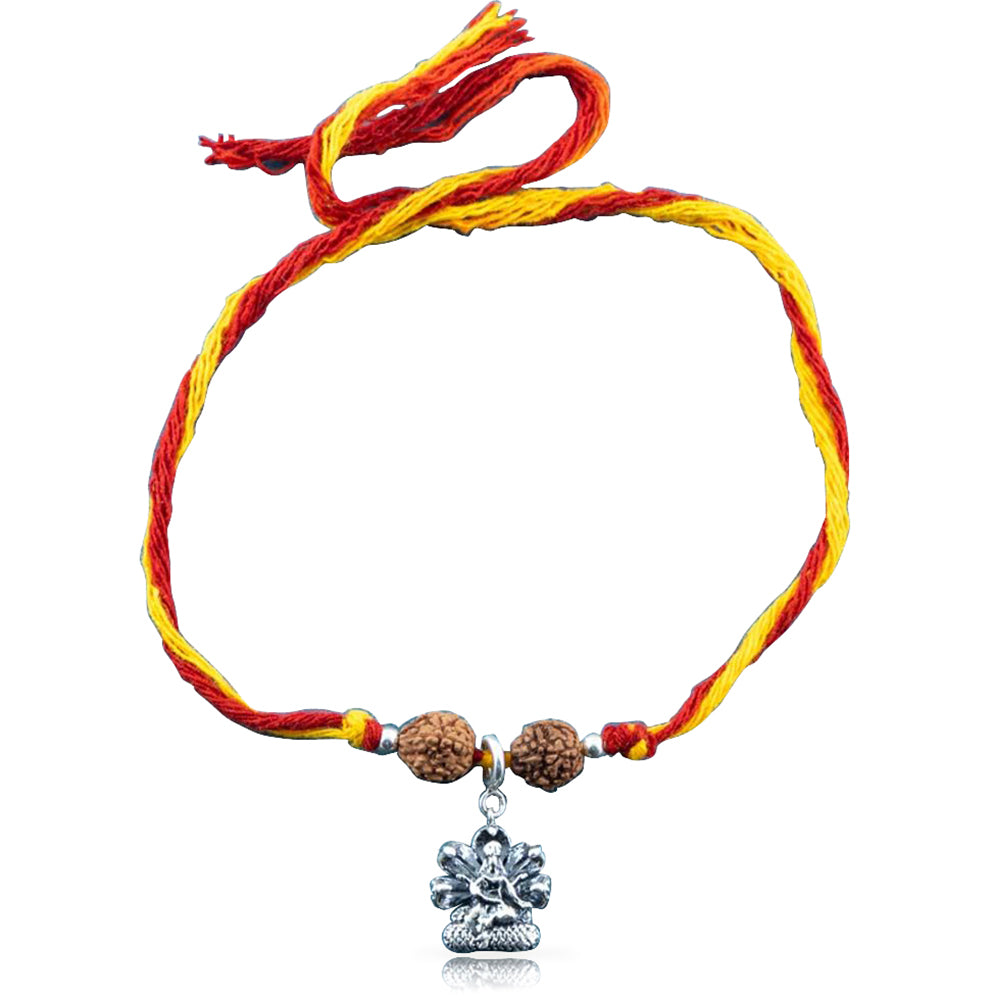 Vishnu Aashirwaad Silver Charm Moli Rakhi Bracelet