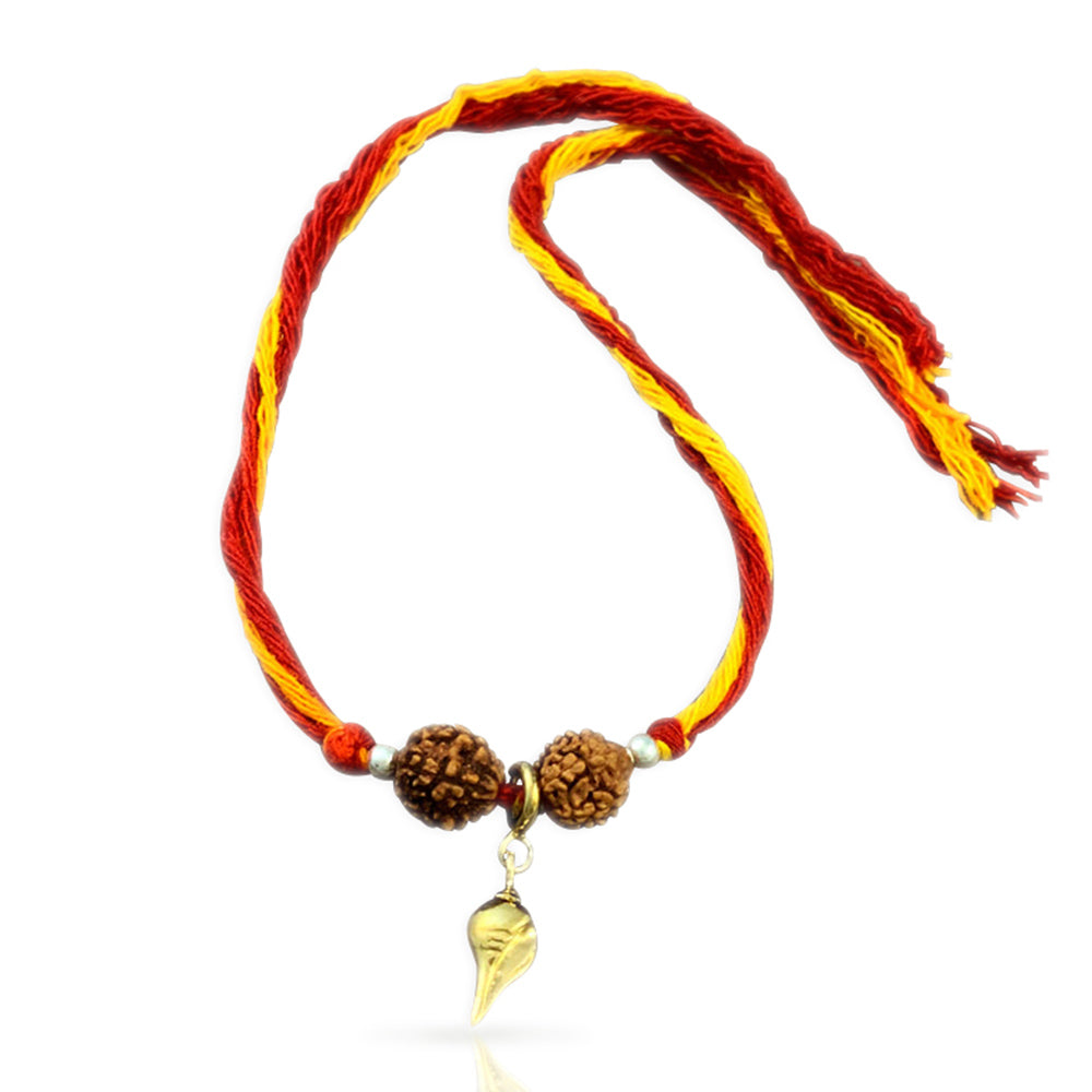 Shankh Gold-Plated Silver Charm Moli Rakhi Bracelet