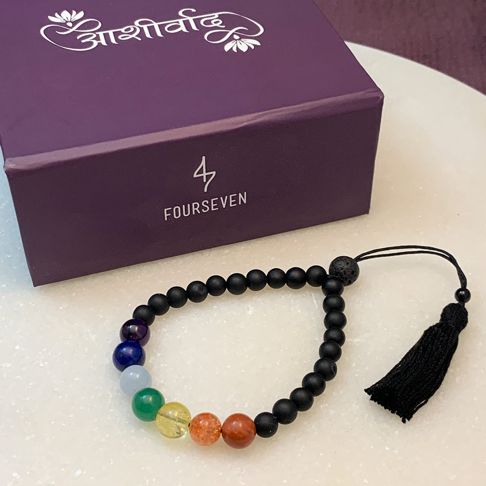 Seven Chakras Semi-Precious Japa Bracelet