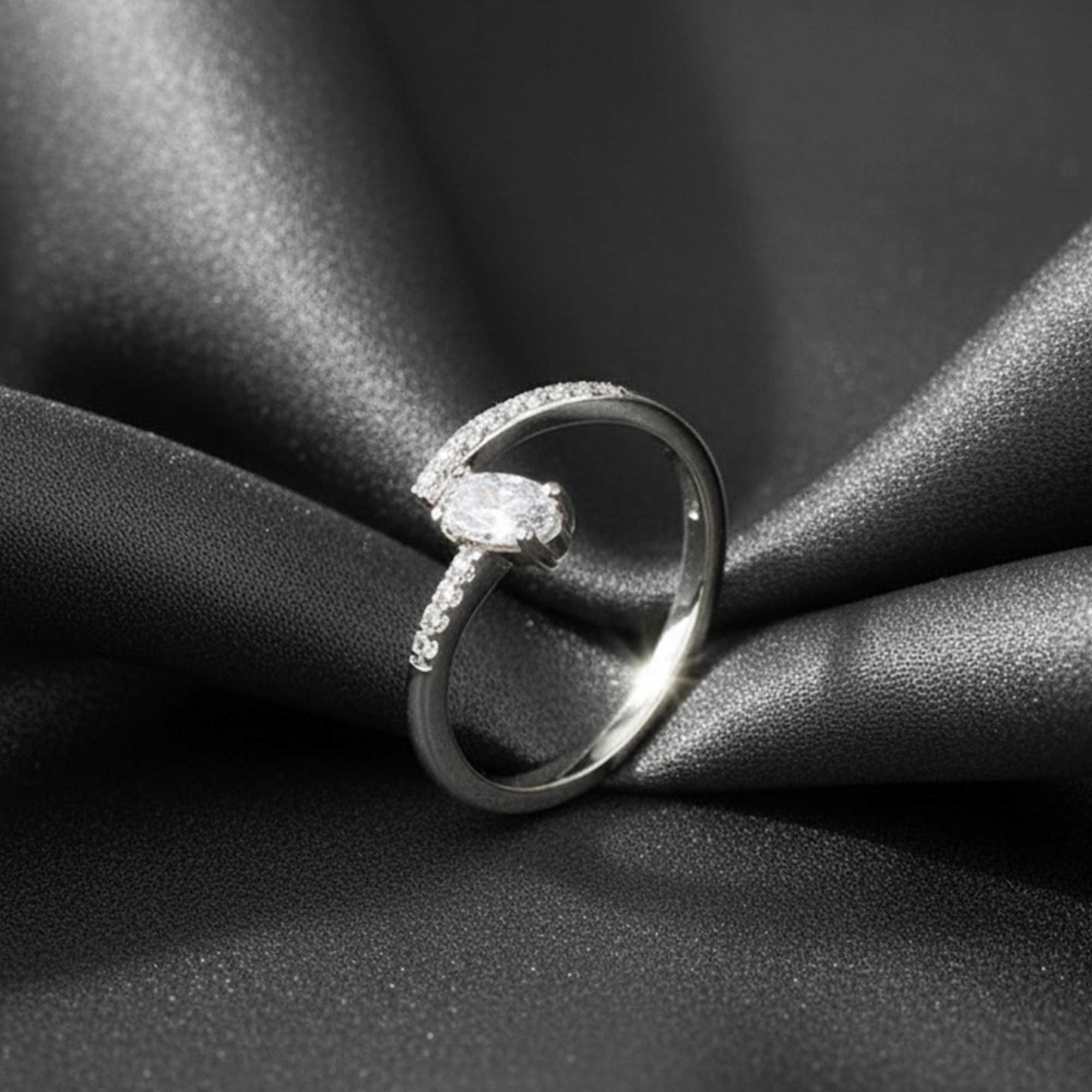 All That Glitters CZ Elite Adjustable Silver Ring-9 to 12