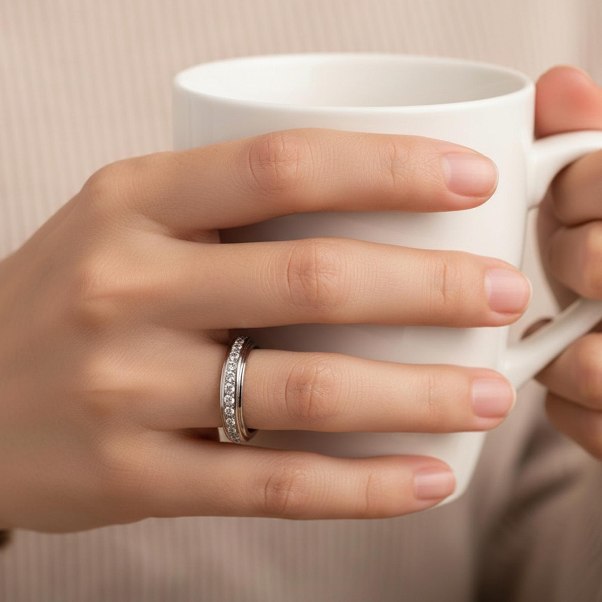 All That Glitters CZ Silver Band Ring-16