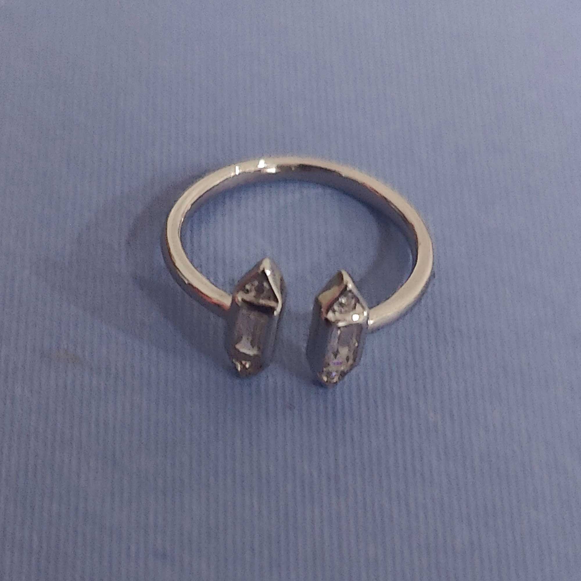 All That Glitters CZ Twin Ovals Adjustable Silver Ring-10 to 14