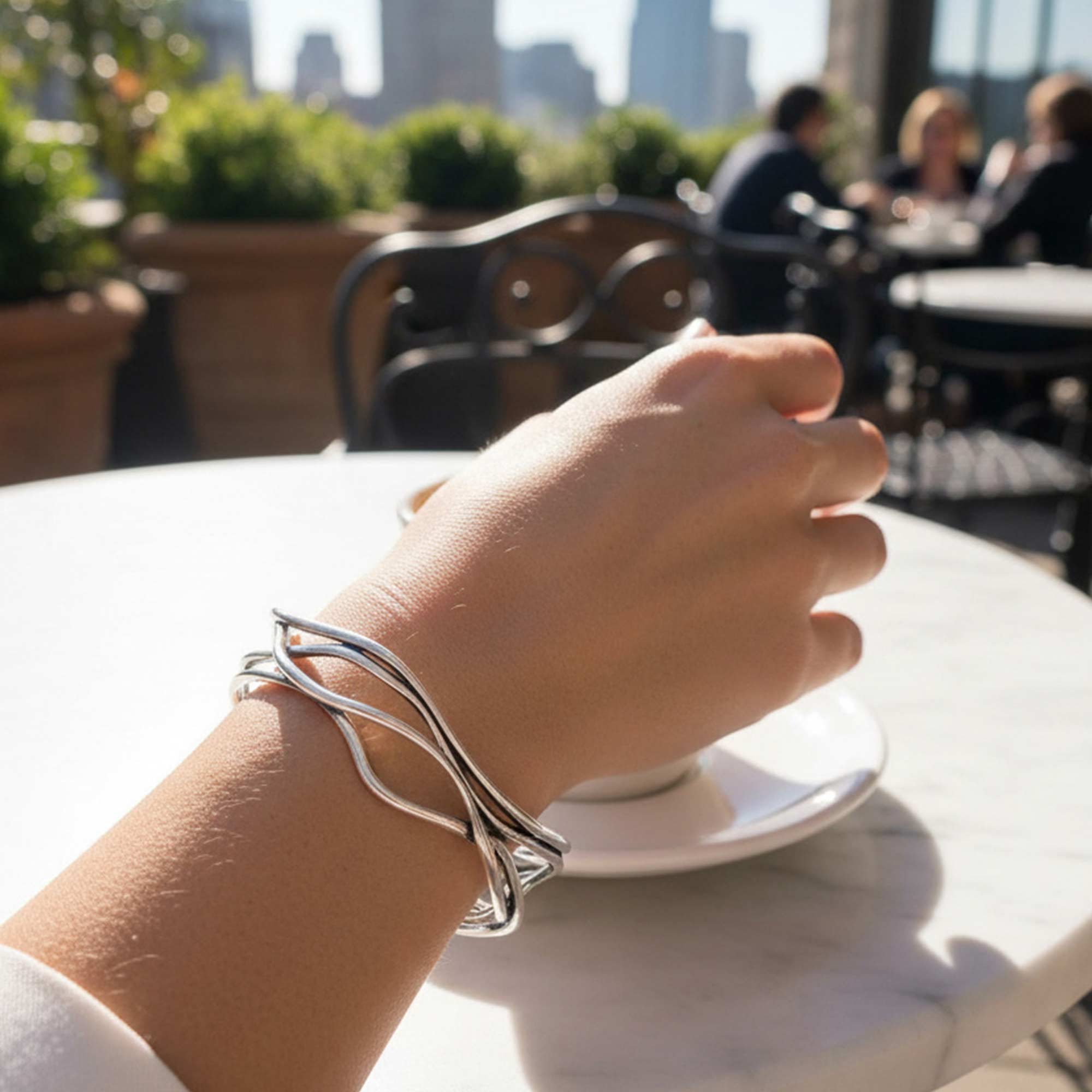 Anugachchhatu Pravaaham Silver Bangle-2-8