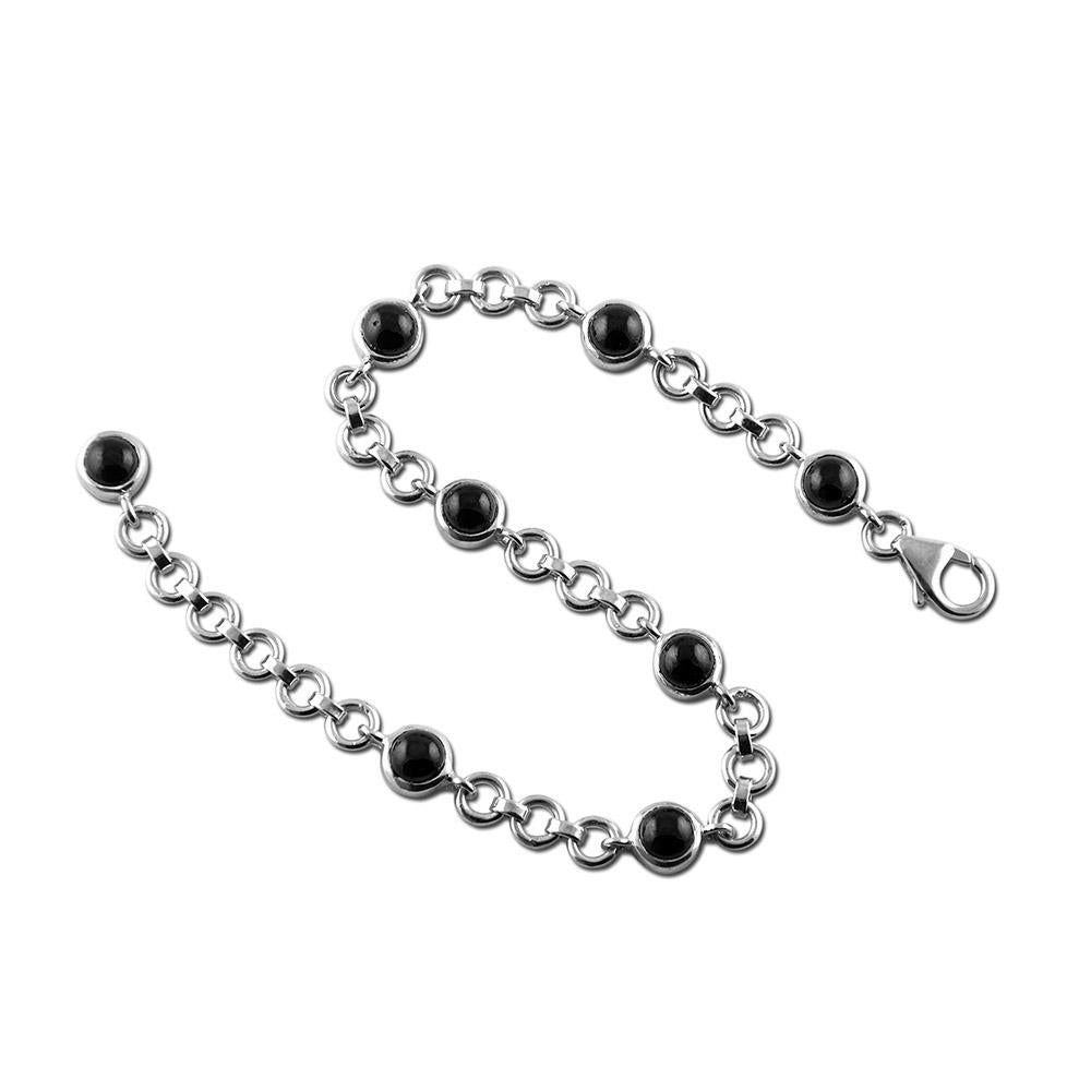 Fourseven Black Spinel Charmholder Bracelet-medium-to-large B-85-SI-BSP White-BG-Image