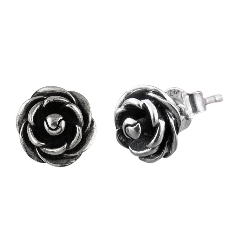 Fourseven Blooming Rose Stud Earrings E-385-SI-S White-BG-Image