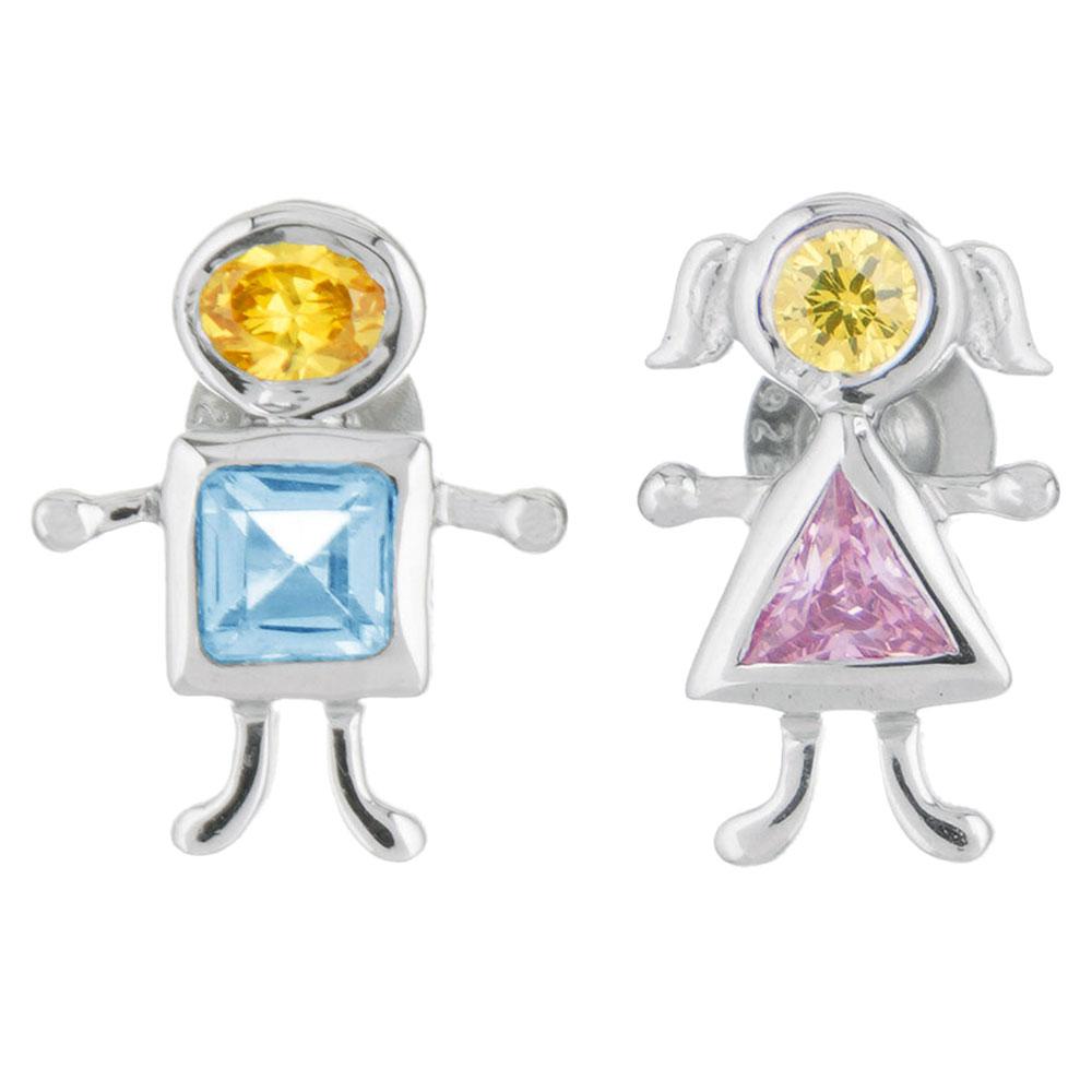 Fourseven Boy Girl Stud Earrings E-426-PL-S White-BG-Image