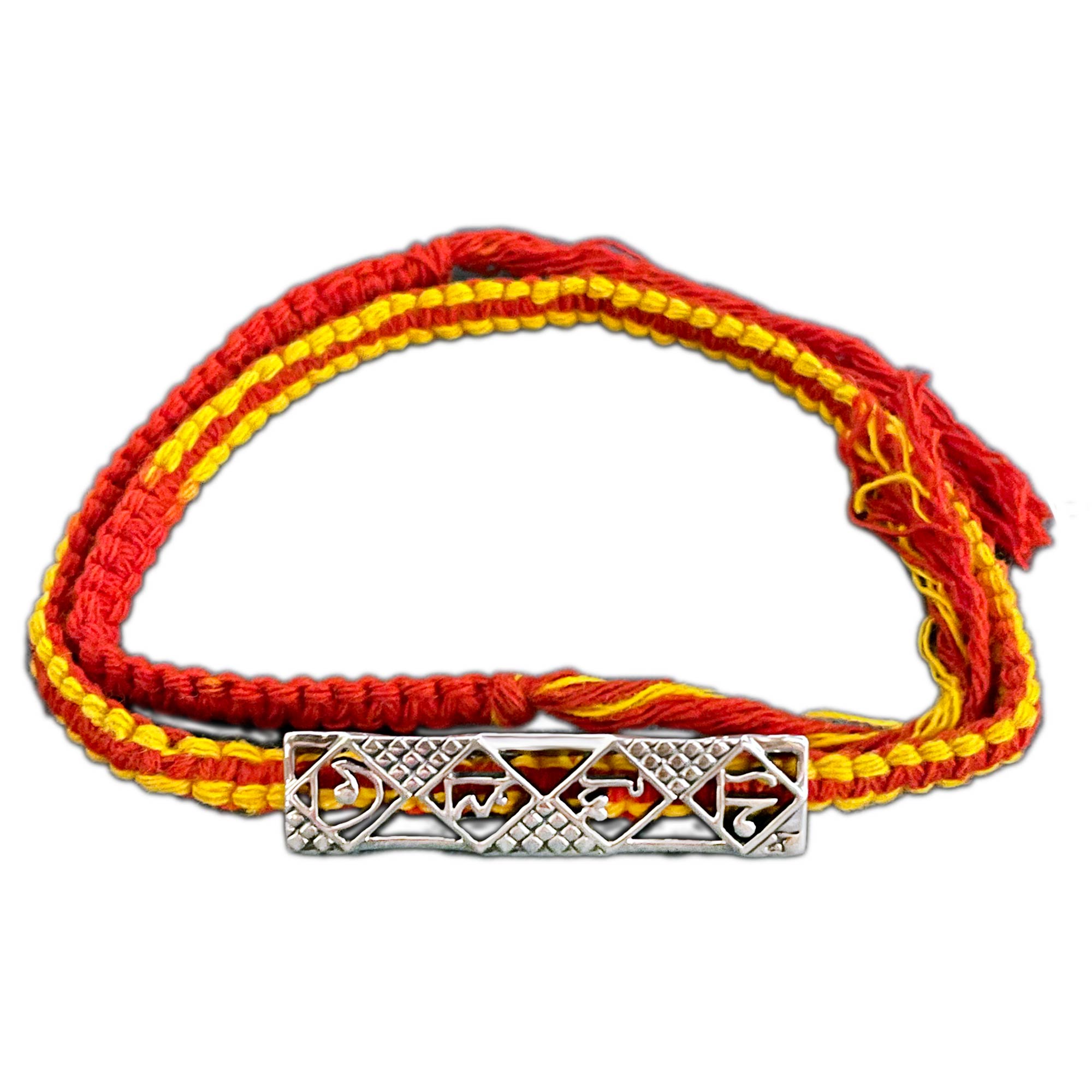 Chitto Jetha Bhayshunyo Silver Pendant with Wrap Around Moli Rakhi Bracelet