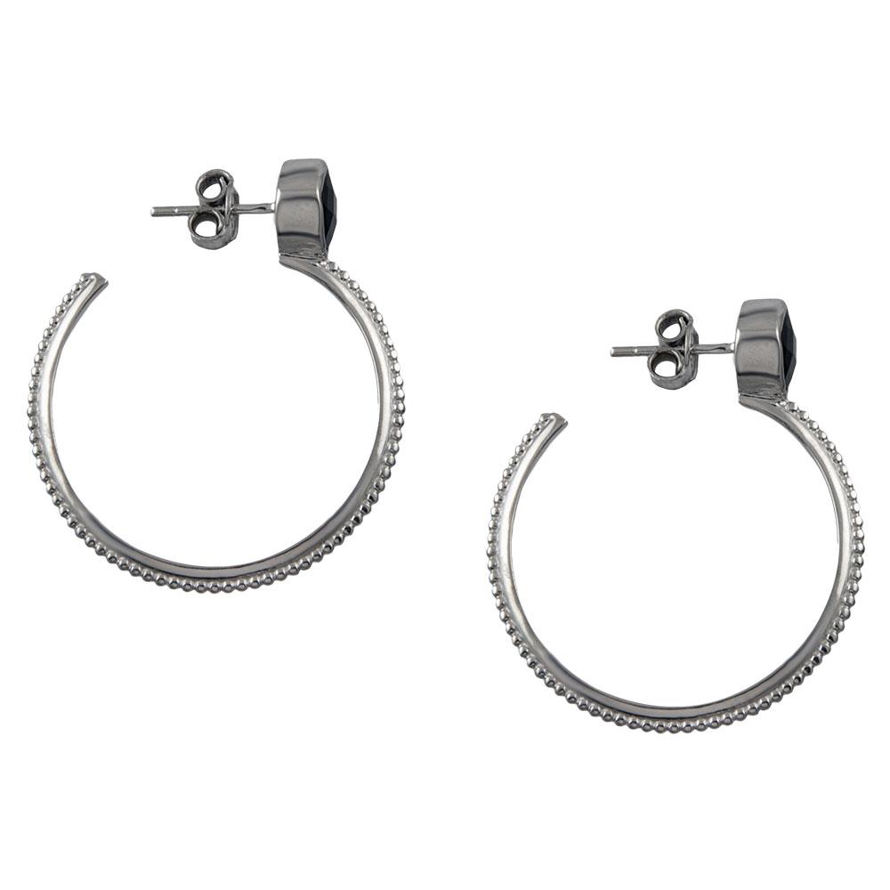 Fourseven Deco Rawa Hoop Earrings in Black Onyx E-382-SI-BLO White-BG-Image