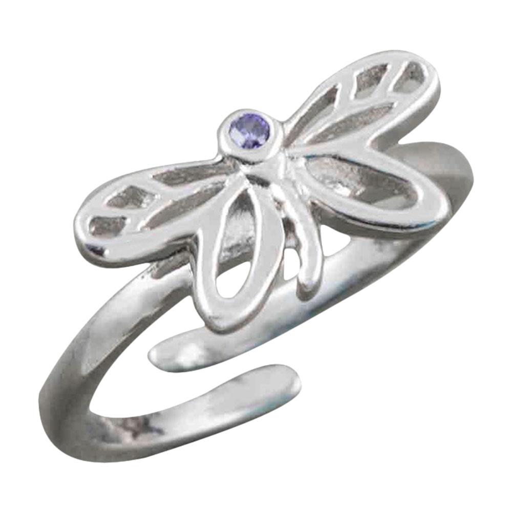 Fourseven Dreamy Dragonfly Adjustable Ring R-144-PL-S White-BG-Image