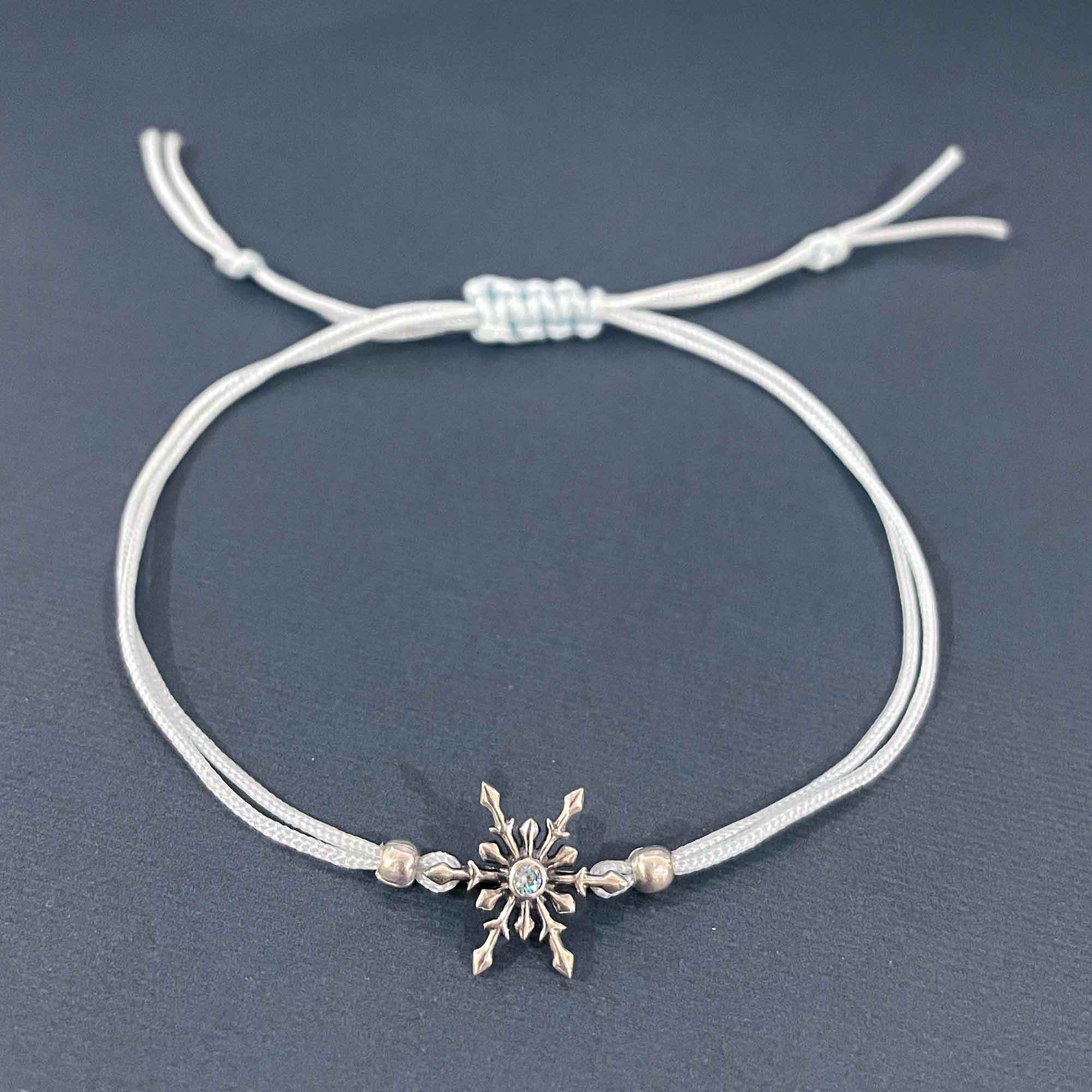 Drifting Snowflake Silver Pendant with Simplicity Adjustable Nylon Thread Bracelet-Sky Blue