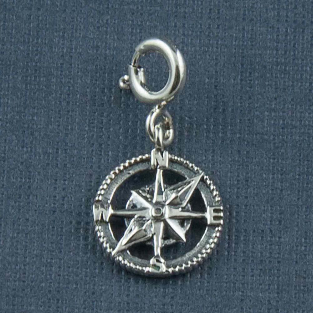 Explore the World Compass Silver Charm