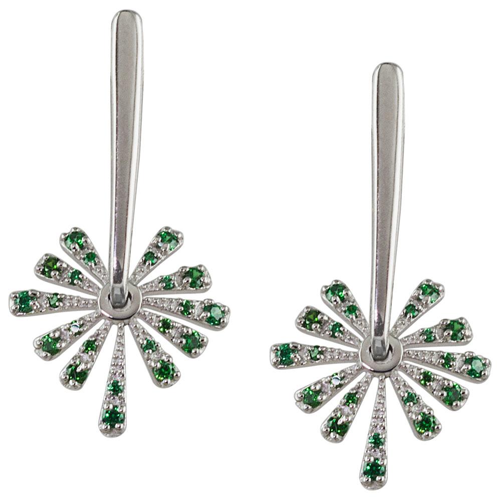 Fourseven Green Starburst Earrings E-250-PL-S-Green White-BG-Image