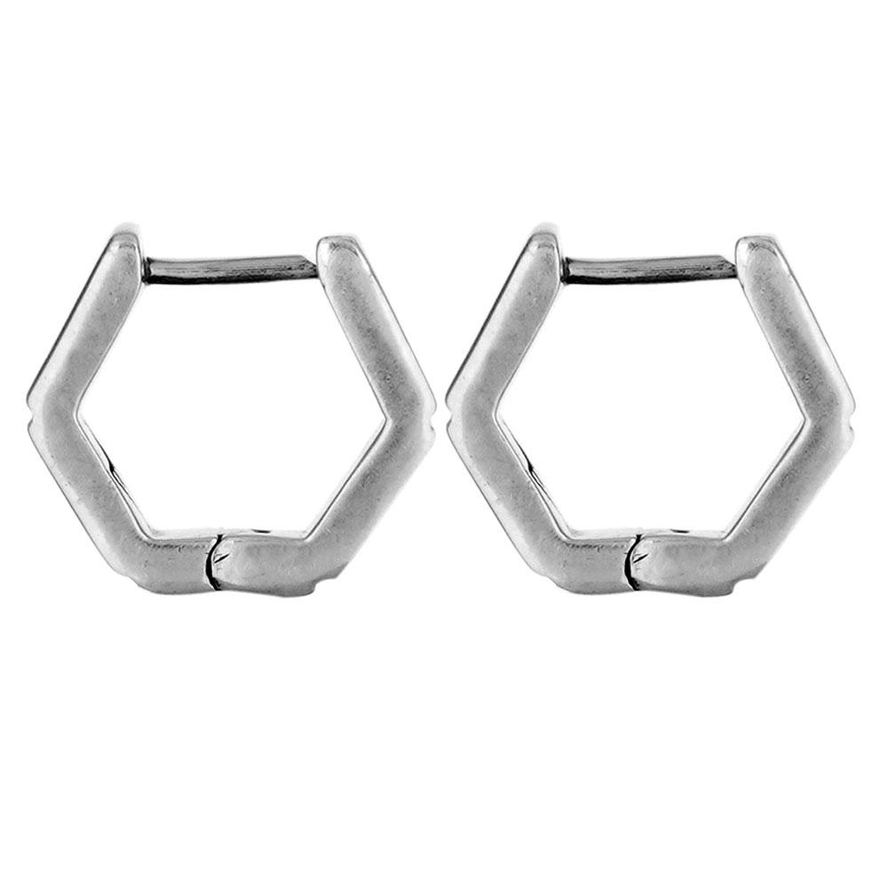 Fourseven Hexagonal Hoop Earrings E-407-EA-S White-BG-Image