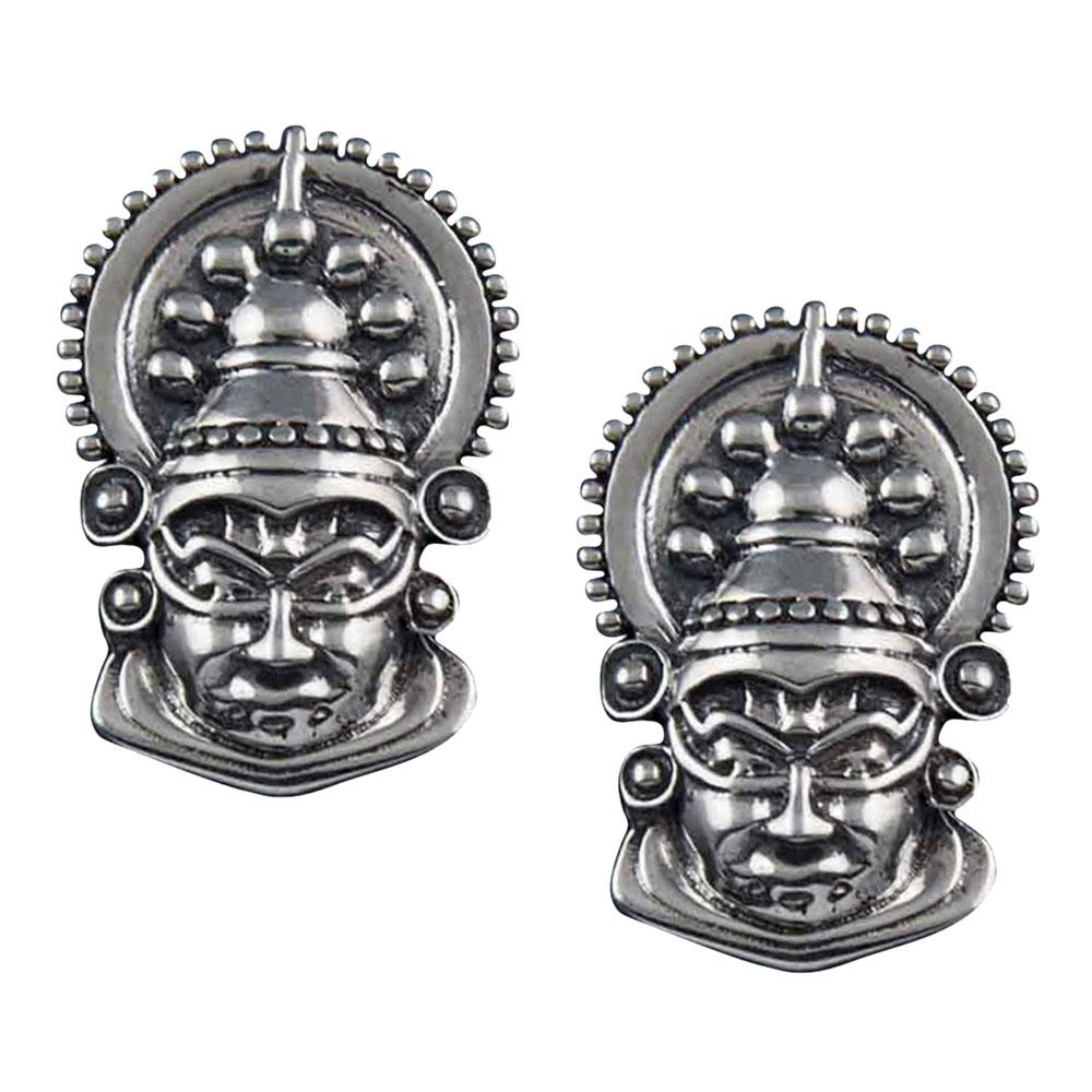 Fourseven Kathakali Mask Stud Earrings E-413-PL-S White-BG-Image