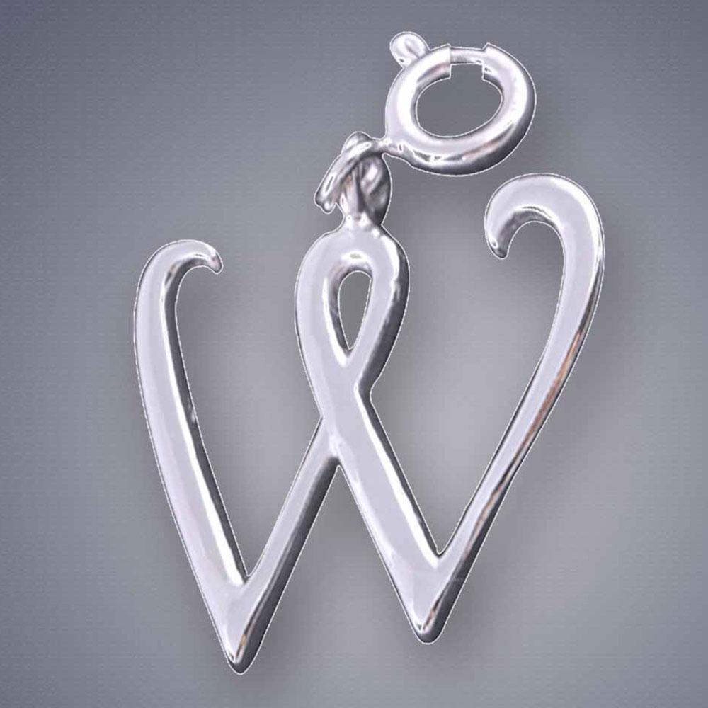Fourseven Letter W Silver Pendant Charm C-222-SI-S Base-Image