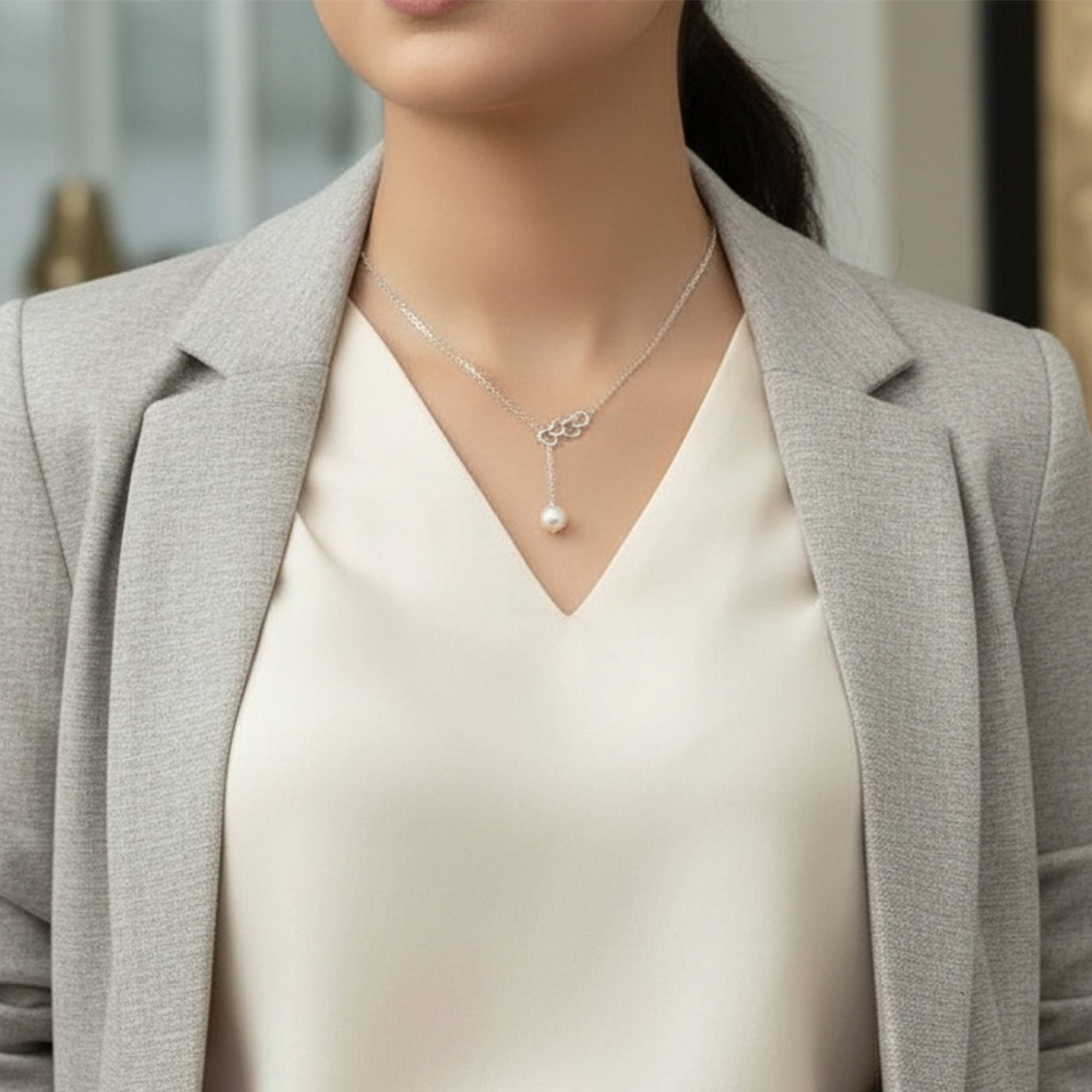 Linked Hearts Silver Necklace