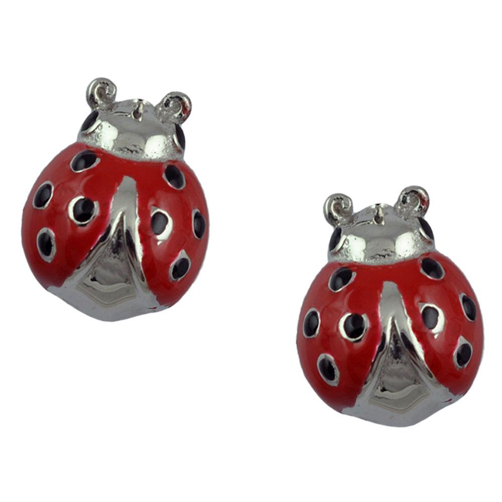 Fourseven Lucky Ladybug Stud Earrings E-419-PL-S White-BG-Image