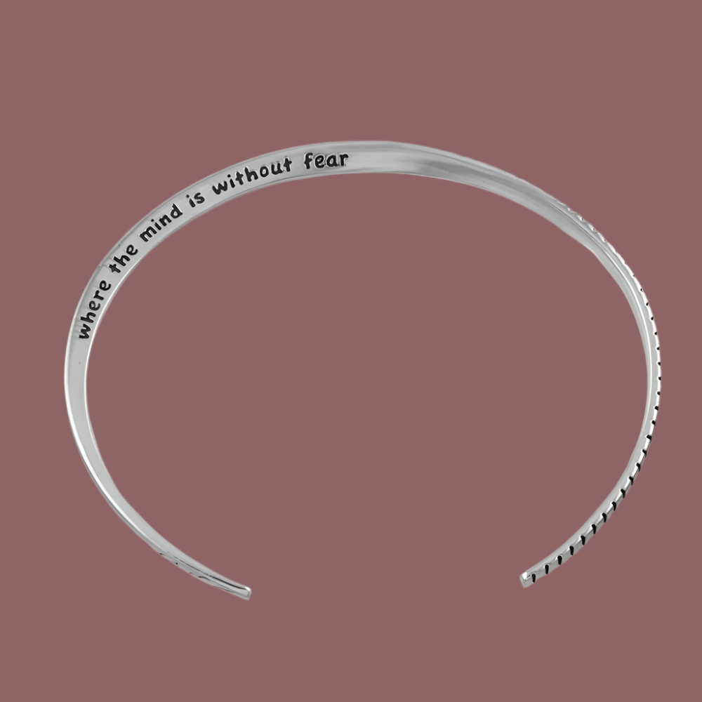 Mind Without Fear Silver Message Cuff Bangle