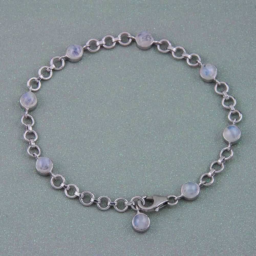 Fourseven Rainbow Moonstone Charmholder Bracelet B-85-SI-S Base-Image