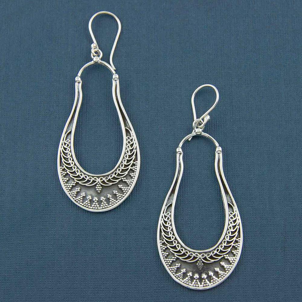 Fourseven Royal Oxidised Oval Dangler Earrings E-442-AL-S Base-Image