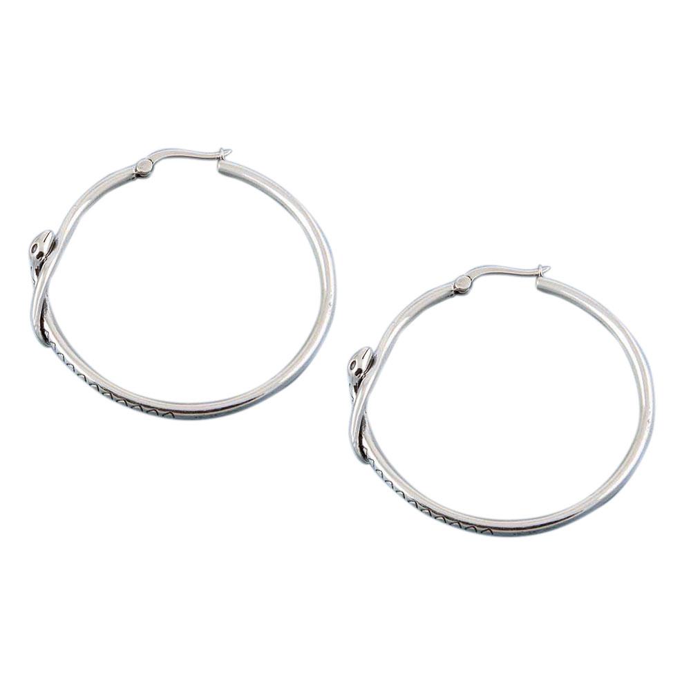 Fourseven Serpentine Snake Hoop Earrings E-360-EA-S White-BG-Image