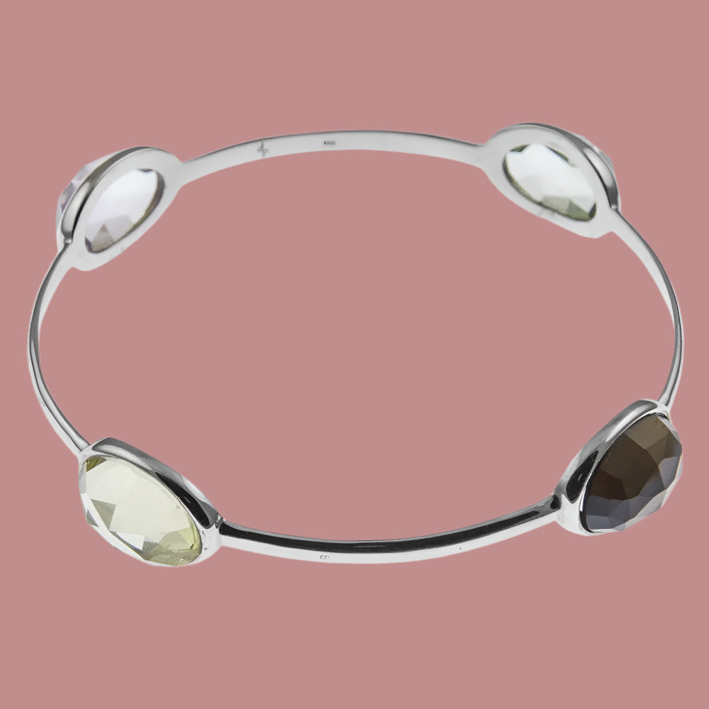 Sharadhi Silver Bangle in Oval Cut Soft Semis-2.6