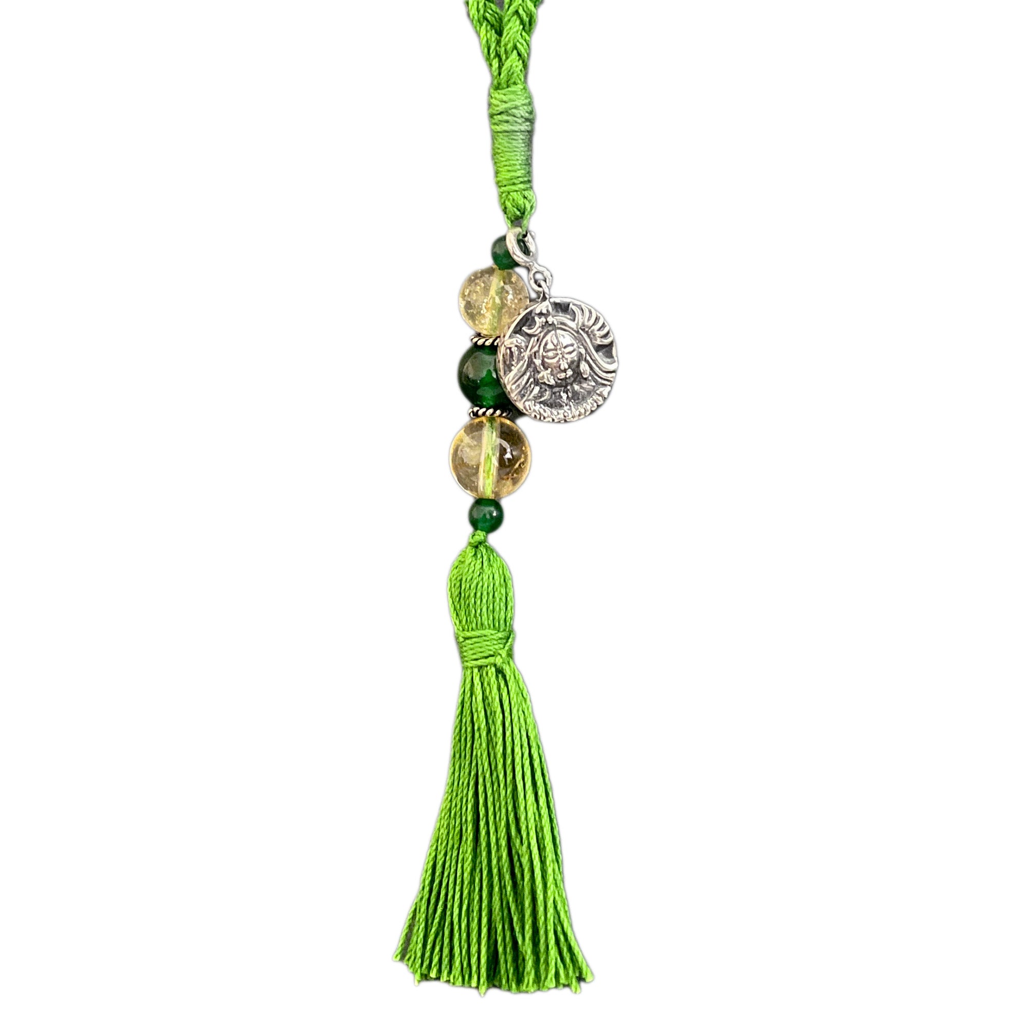 Shiva Parvati Aashirwaad Silver Charm with Citrine & Green Jade Charmholder Lumba Rakhi