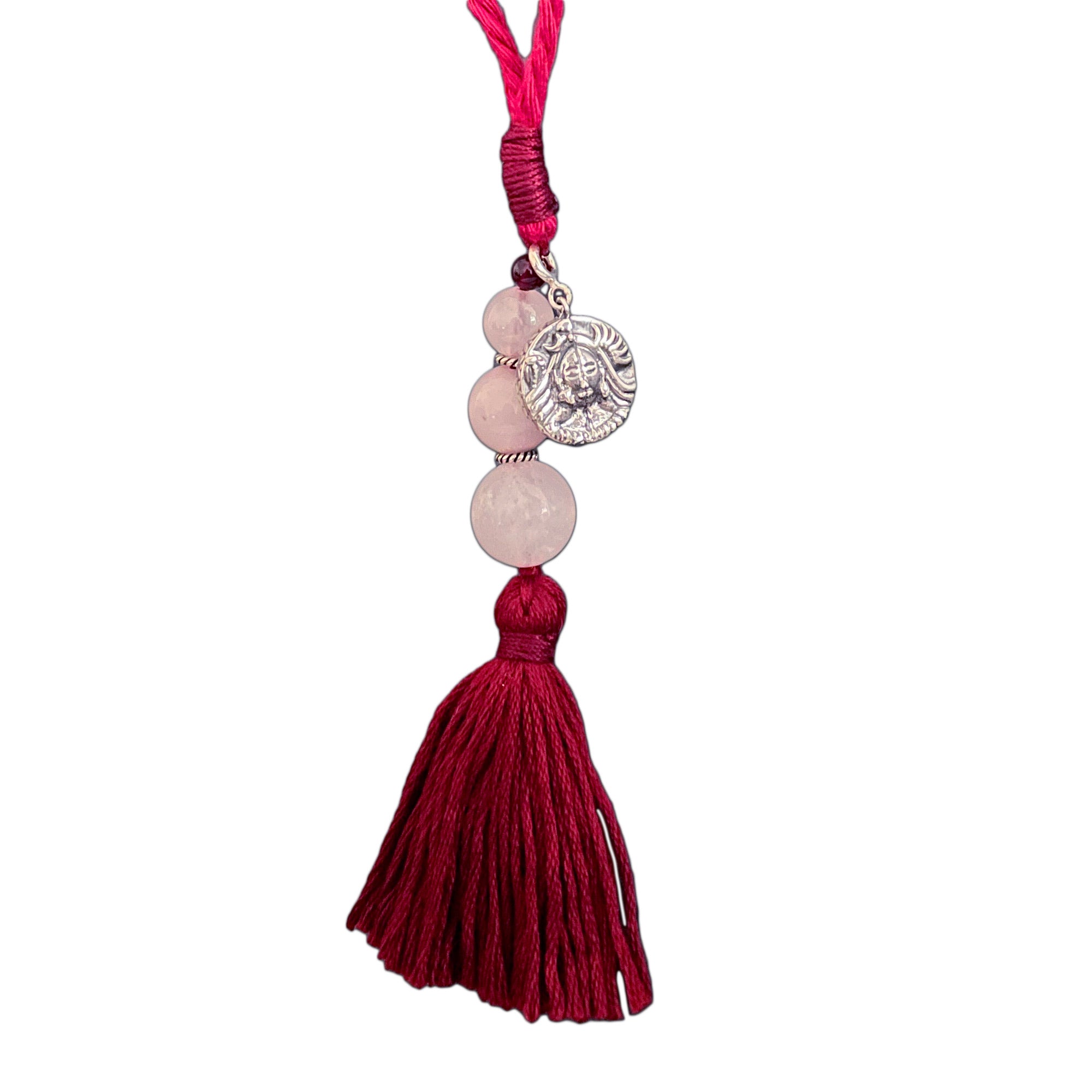 Shiva Parvati Aashirwaad Silver Charm with Rose Quartz Charmholder Lumba Rakhi