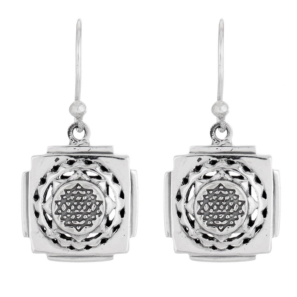 Fourseven Shri Yantra Dangler Earrings E-401-SP-S White-BG-Image