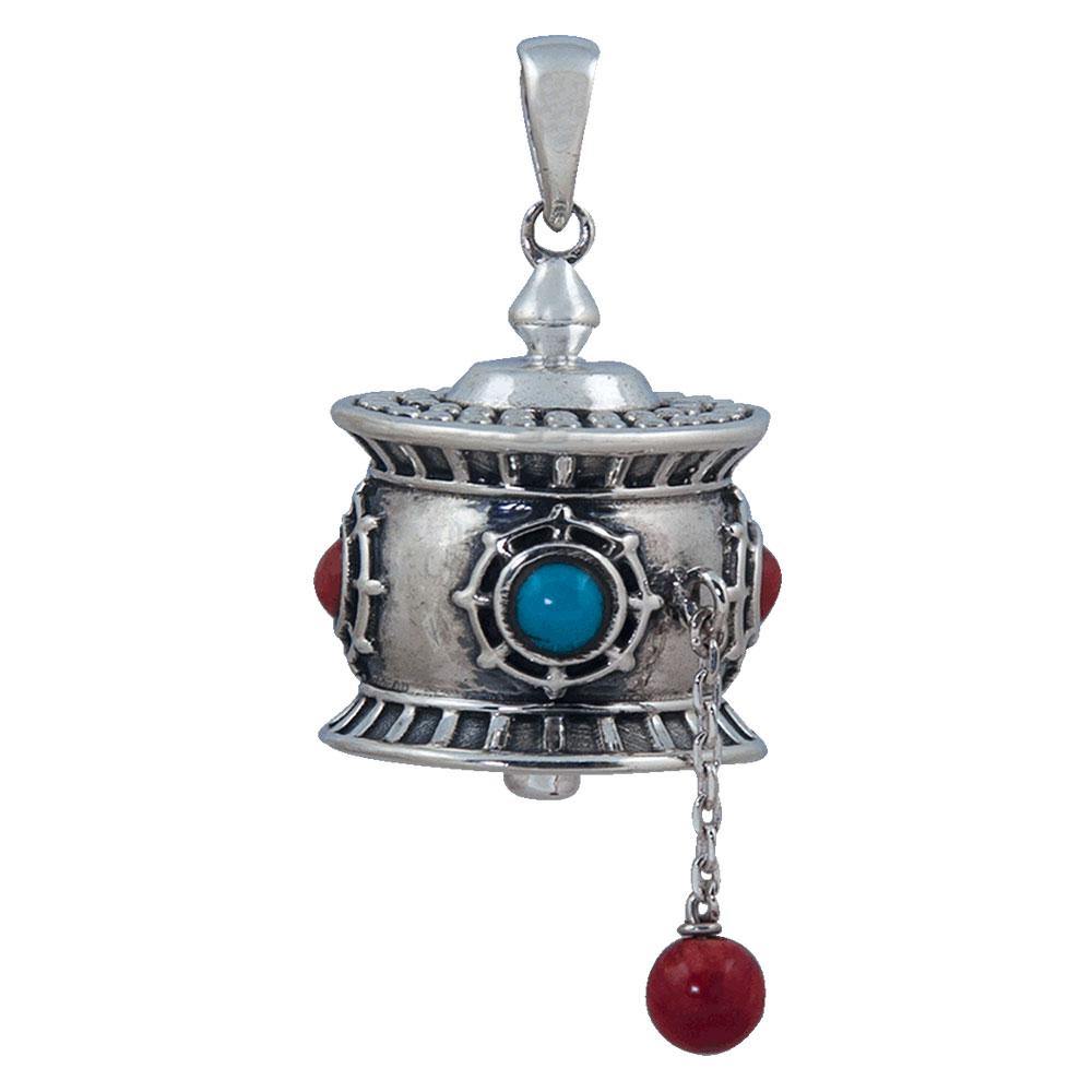 Fourseven Spiritual Prayer Wheel Pendant N-180-SP-S White-BG-Image