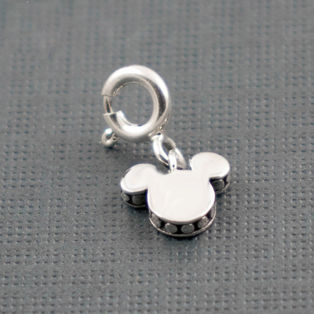 Textured Iconic Ears Silver Charm