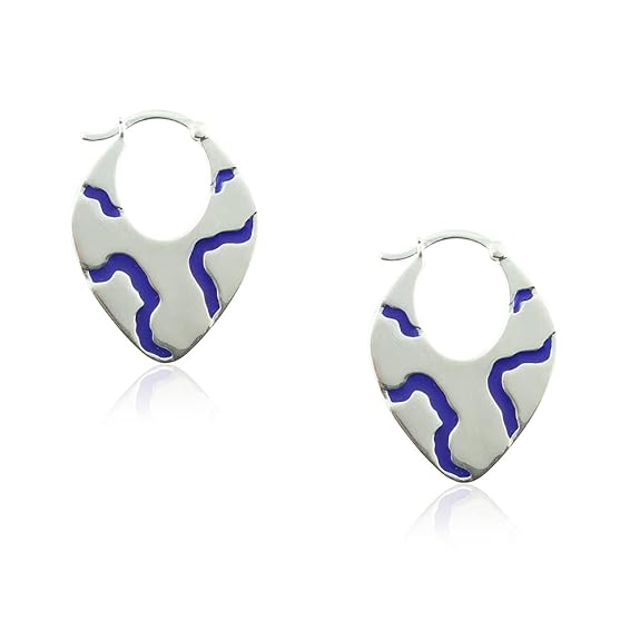 Full of Grace Silver Baali Earrings in Royal Blue