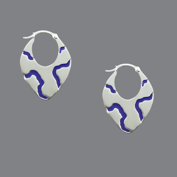 Full of Grace Silver Baali Earrings in Royal Blue