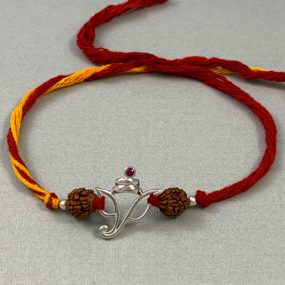 Ganesha Silver Pendant Moli Rakhi Bracelet